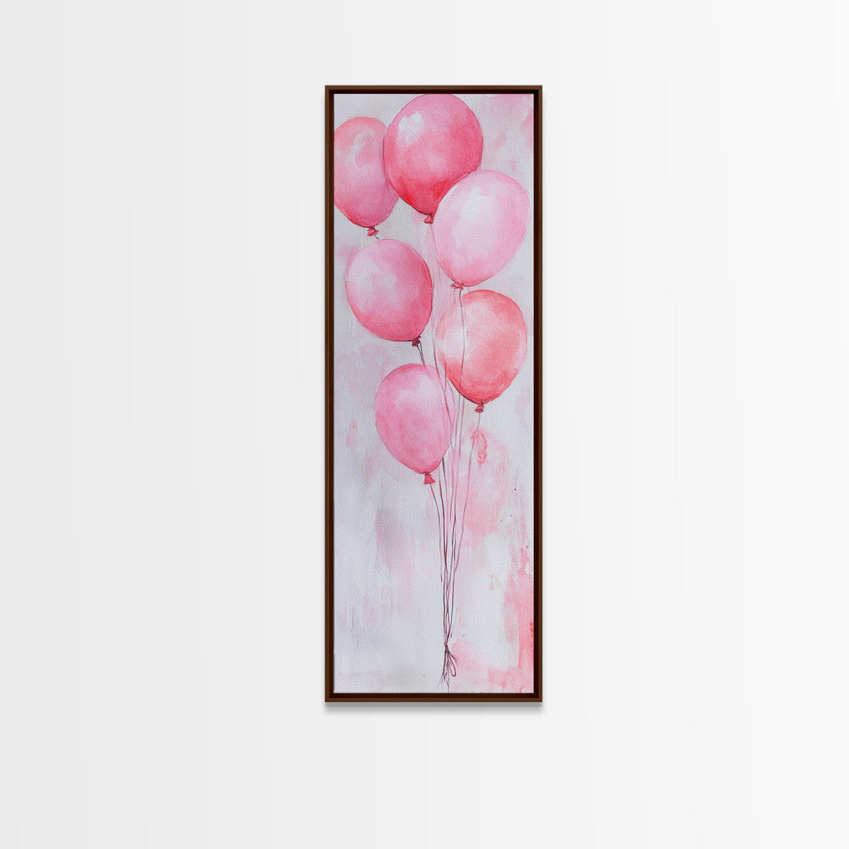 Pink Balloons Wall Art Framed Canvas Print, Light Pink Whimsical Art Vertical Decor, Fun Minimalist Wall Art for Living Room and Dorm