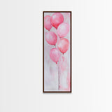 Pink Balloons Wall Art Framed Canvas Print, Light Pink Whimsical Art Vertical Decor, Fun Minimalist Wall Art for Living Room and Dorm
