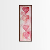 Watercolor Dripping Hearts Framed Canvas Print, Romantic Pink Abstract Art, Light Pink Wall Decor Valentine’s Day Gift Bedroom Art