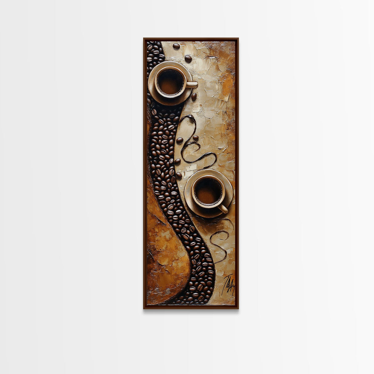 Rustic Coffee Art Framed Canvas Print Espresso Martini Kitchen Wall Art Farmhouse Coffee Lover Decor Long Narrow Rustic Art