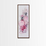 Perfume Bottle Art Framed Canvas Print Light Pink Wall Art Botanical Prints Bedroom Art Minimalist Decor Living Room Gift Idea
