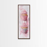 Cupcake Watercolor Canvas Print Food Review Kitchen Art Whimsical Art Rustic Decor Light Pink Wall Art Vertical Gift Idea Above Sofa