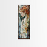 Woman in Mosaic Framed Canvas Print Chinoiserie Art Nouveau Print Goddess Art Whimsical Bedroom or Living Room Vertical Wall Art