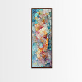 Mosaic Style Framed Canvas Print with Soft Pastel Tones, Mosaic Wall Art, Abstract Art, Vertical Wall Art, Coastal Decor, Bedroom Art