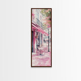 Pink Café Canvas Print Romantic French Bistro Painting Coastal Cowgirl Wall Art Above Bed Art Guest Room Gift Living Room Rustic Decor