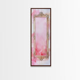 Ornate Frame Canvas Print, art nouveau-inspired pink framed decor with a touch of wabi sabi, classic vertical wall art for elegant spaces.