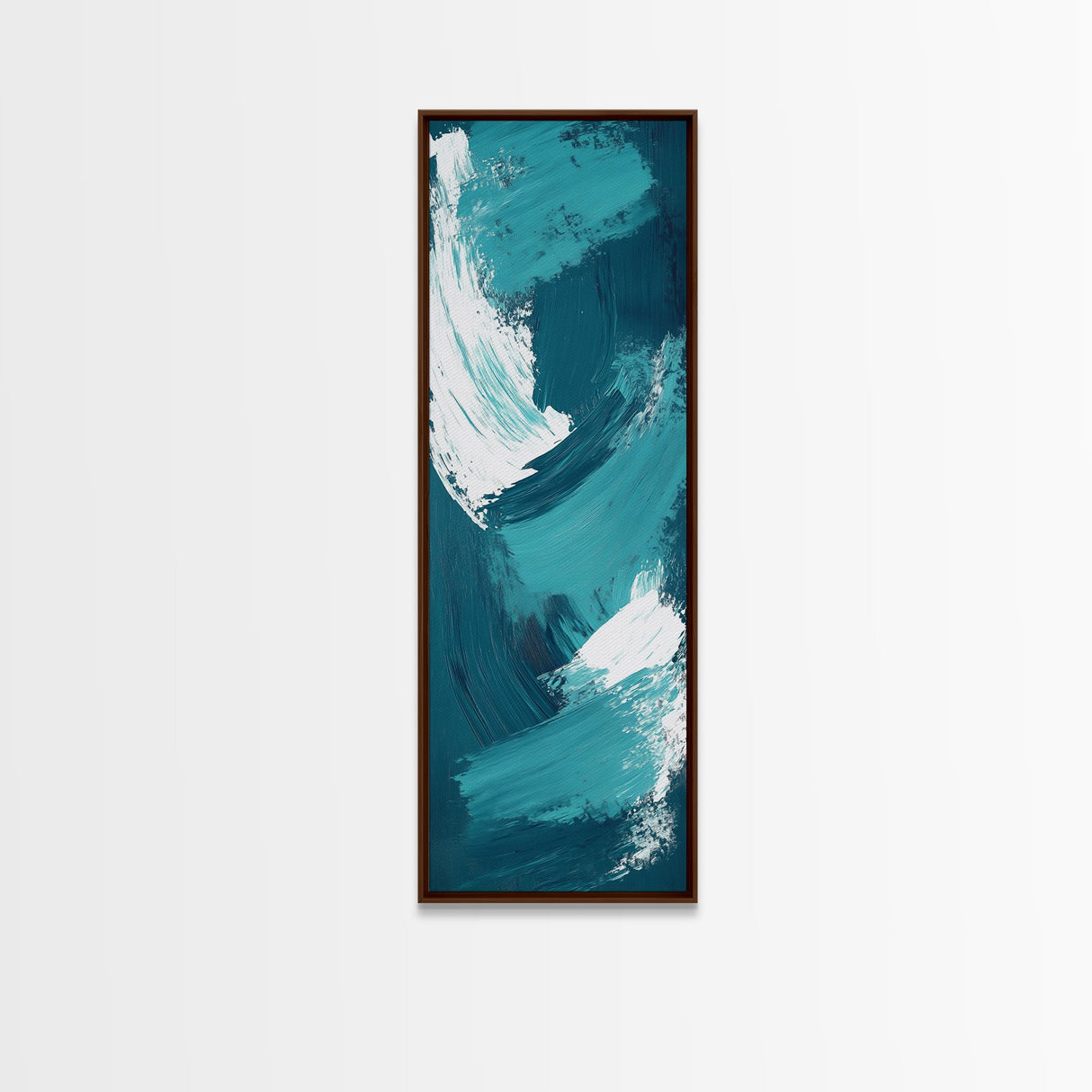 Oceanic Brushstroke Canvas Print in Teal and White, Abstract Art, Coastal Wall Art, Nautical Decor, Minimalist Art, Living Room Art