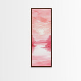 Serene Sunset Landscape Painting Framed Canvas Print with Light Pink Tones for Calm Living Room Art or Above Sofa Wall Decoration