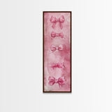 Pink Bows Framed Canvas Print Whimsical Art Light Pink Wall Art Long Narrow Wall Art Tall Skinny Art Dorm Decor Gift Idea