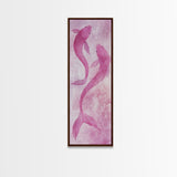 Koi Fish Painting Framed Canvas Print Light Pink Wall Art Long Narrow Wall Art Bedroom Art Above Bed Art Gift Idea Living Room Art