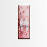 Lovebirds Canvas Print Cherry Blossom Pink Art Romantic Wall Decor Feminine Aesthetic Whimsical Gift Idea Bedroom Art