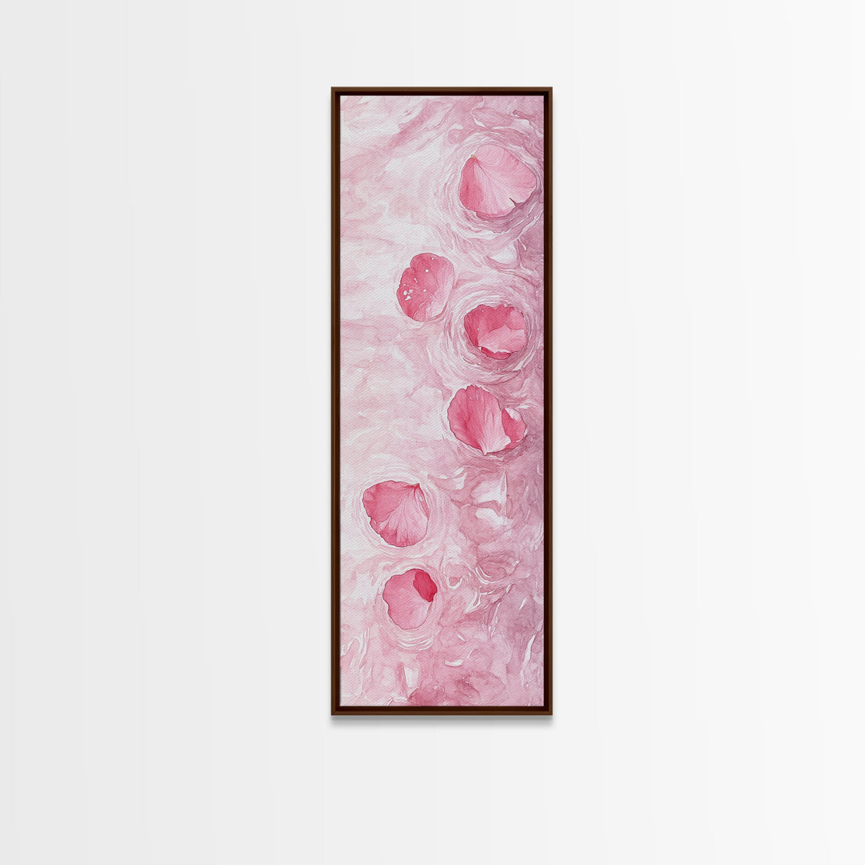 Floating Rose Petals in Water Canvas Print, Light Pink Wall Art, Botanical Nature Decor, Whimsical Aesthetic Bedroom or Living Room Art
