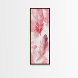 Elegant Feather Art Framed Canvas Print Boho Wabi Sabi Decor Vertical Wall Art Minimalist Feather Design Light Pink Wall Art