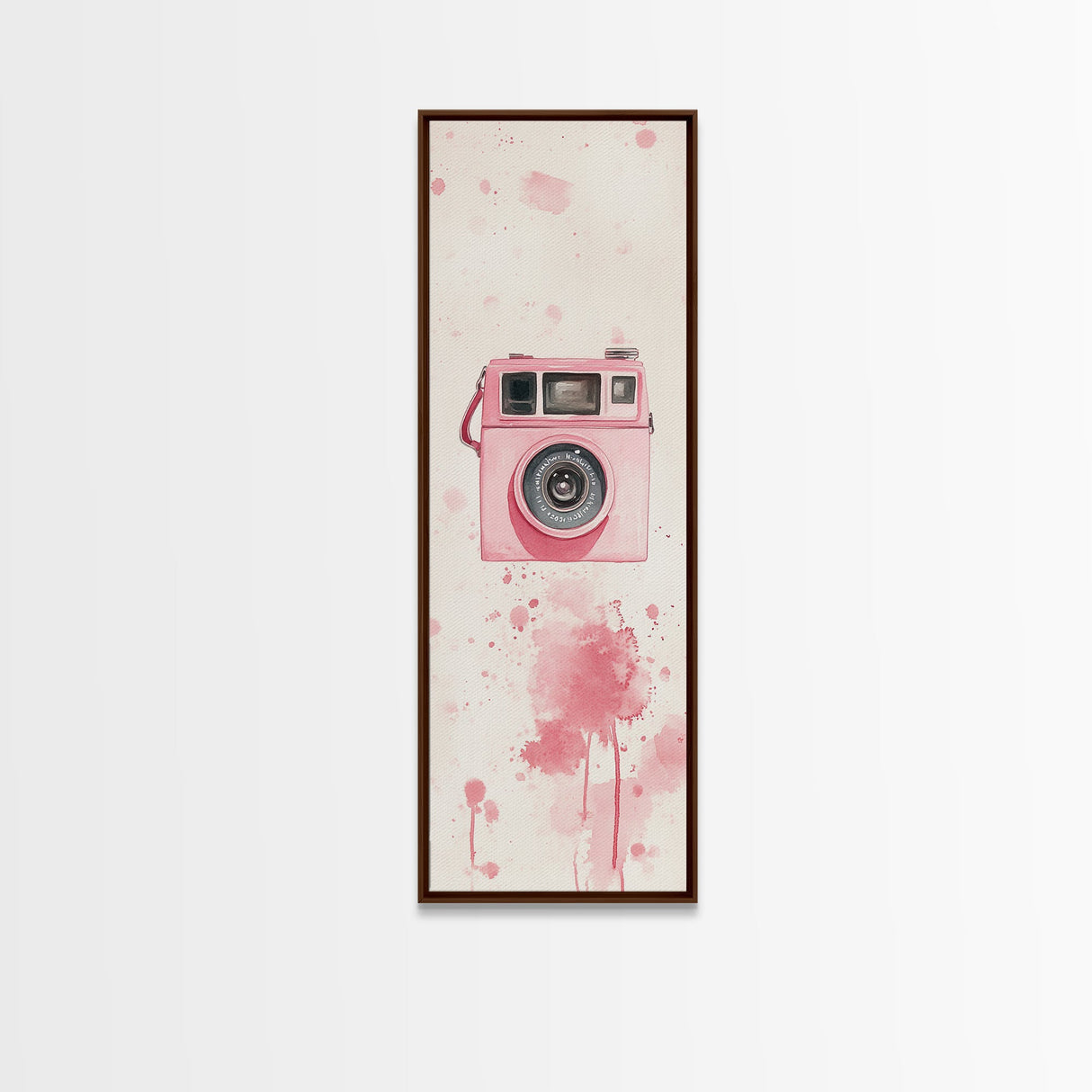 Retro Pink Camera Canvas Print Whimsical Wall Art Photography Lover Gift Living Room Art Vertical Pink Abstract Minimalist