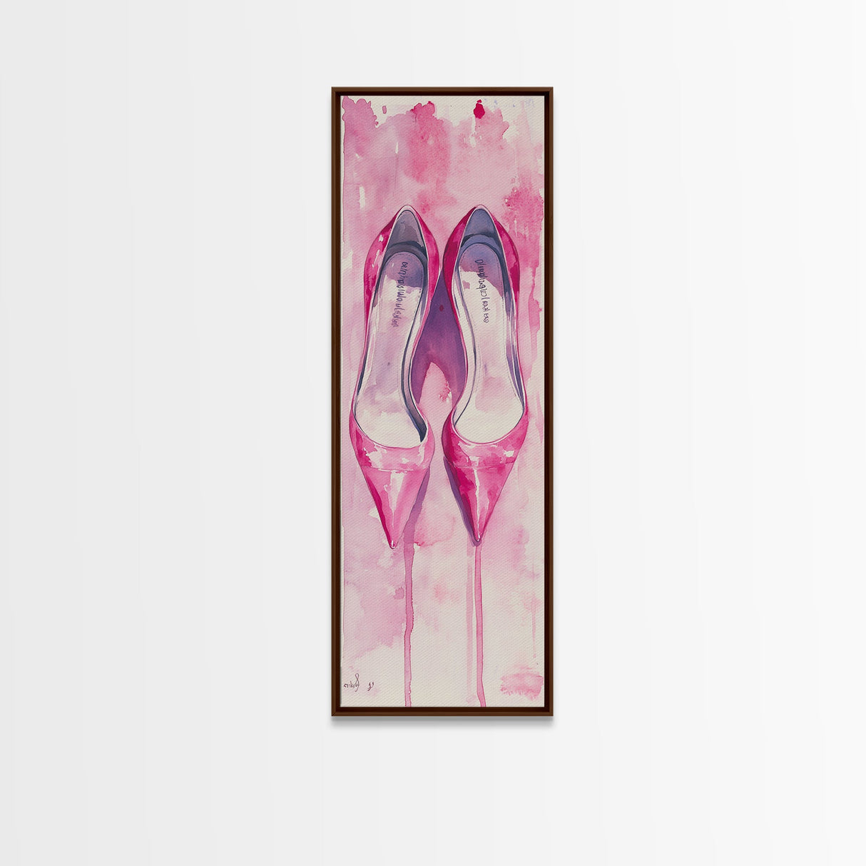 Pink Stilettos Painting Framed Canvas Print Fashion Wall Art Feminine Decor Living Room Artwork Vertical Wall Accent Gift Idea Art
