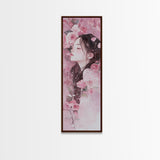 Romantic Rose Girl Painting Framed Canvas Print Pink Wall Art Bedroom Decor Feminine Rose Painting Above Bed Artwork Gift Idea
