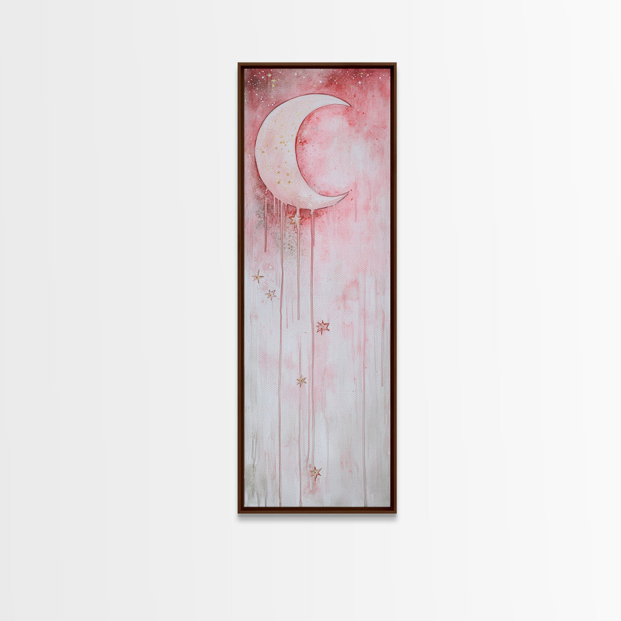 Crescent Moon Illustration Canvas Print Wabi Sabi Art Minimalist Bedroom Artwork Moon Oil Painting Rustic Fall Wall Decor Gift