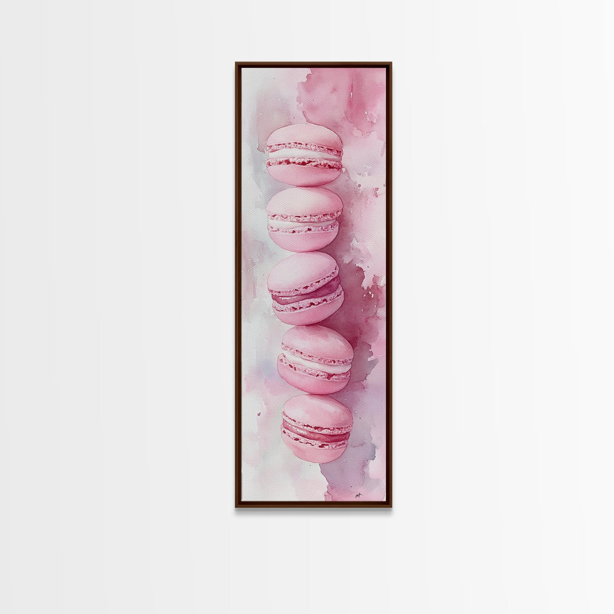 French Macaron Illustration Framed Canvas Print Pastel Kitchen Wall Art Food Art Rustic Decor Gift Idea Kitchen Home Accent Art