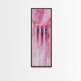 Glossy Pink Lipstick Trio Framed Canvas Print in Minimalist Vertical Wall Art for Fashion and Makeup Room Décor