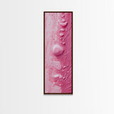 Pink Texture Abstract Framed Canvas Print, Minimalist Blotter Art in Light Pink Tones, Skinny Wall Art for Modern Bedroom or Office