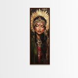 Golden Goddess Framed Canvas Print, Afrocentric Art Print with Ornate Detail, Dark Romance Wall Art for Eclectic Living Room Decor
