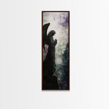 Praying Angel Silhouette Framed Canvas Print Angel Art Prints Gothic Wall Art Moody Art Vertical Living Room Spiritual Decor