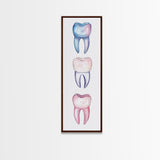 Whimsical Rainbow Teeth Canvas Print, Dentist Office Vertical Wall Art, Vibrant Dental Art Print for Gift Ideas