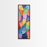 Vibrant Geometric Canvas Print in Abstract Mosaic Style, Modern Wabi Sabi Wall Art, Minimalist Vertical Home Decor Piece