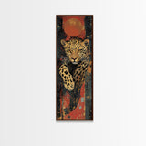 Striking Leopard Canvas Print with Abstract Background, Bold Wild Cat Wall Art, Ideal for Rustic Decor and Living Room Accent