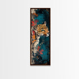 Leopard Wall Art Framed Canvas Print Featuring Elegant and Colorful Design, Perfect Vertical Boho Home Decor Accent Piece