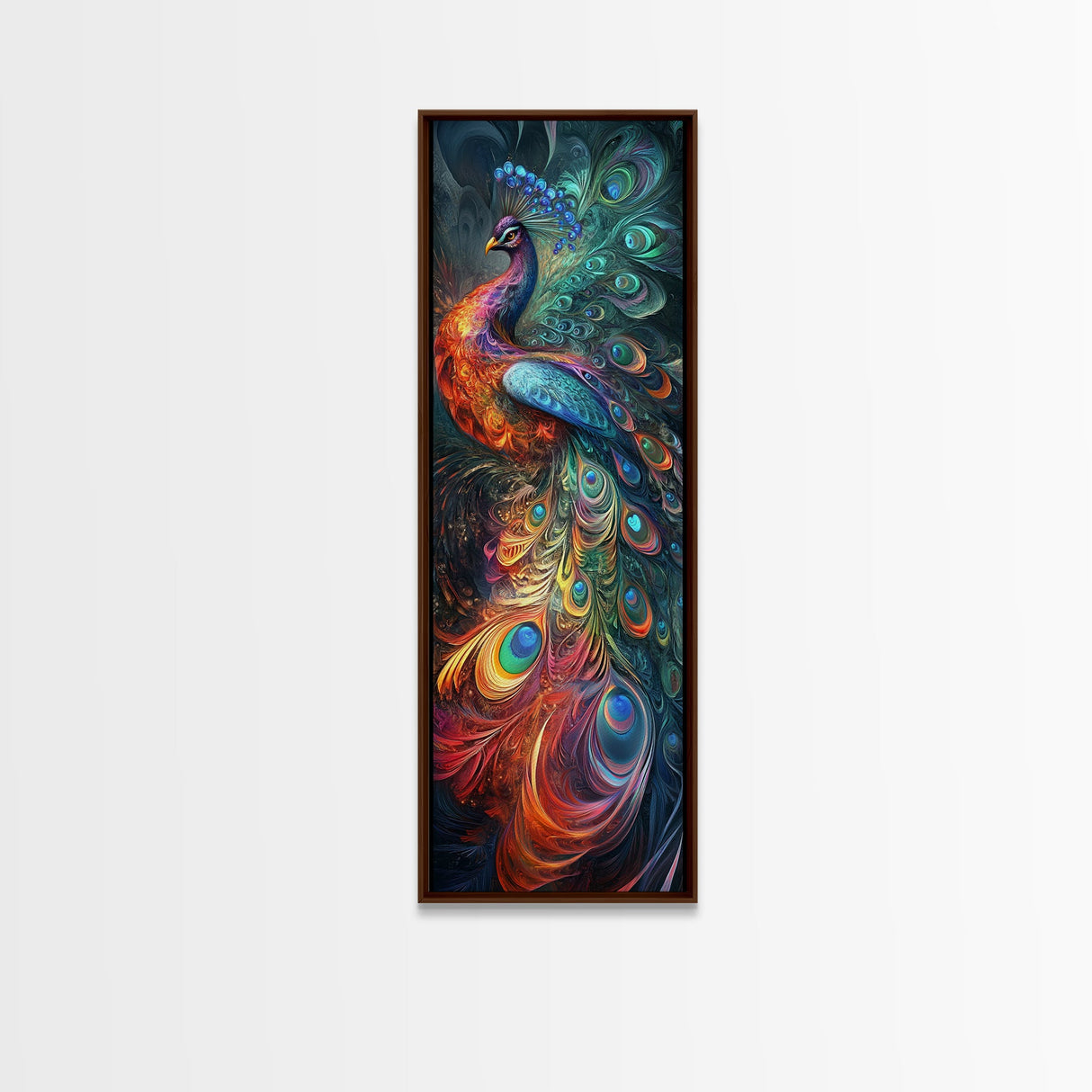 Ethereal Peacock Art Framed Canvas Print, Rustic Decor Accent Ideal for Moody Art and  Home Décor, Vibrant Bird Art