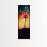 Windmill Canvas Print Southwest Wall Art, Moody Desert Sunset Artwork, Rustic Decor, Joshua Tree Inspired, Gift Idea for Her