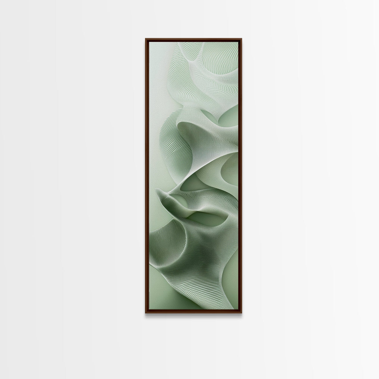 Sage Green Vertical Framed Canvas Print, Abstract Botanical Artwork, Wabi Sabi Minimalist Wall Art, Living Room Decor, Original Artwork