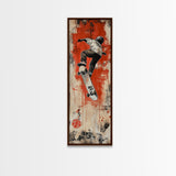 Skateboarder Canvas Print, Red and Black Urban Wall Art, Graffiti Inspired Vertical Artwork, Gift Idea for Living Room or Teen Bedroom