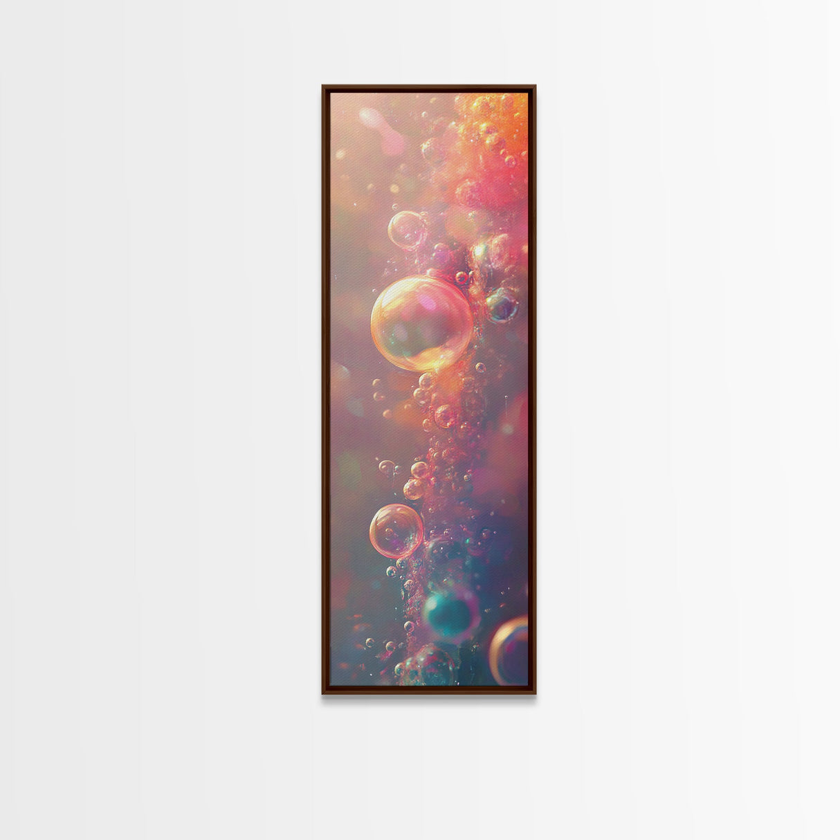 Ethereal Bubble Abstract Framed Canvas Print in Soft Pastels, Light Pink Wall Art Ideal for Bedroom or Contemporary Spaces