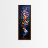 Vibrant Floral Explosion Canvas Print with Boho Artistic Style, Vertical Wall Art Gift Idea with Nature-Inspired Colors