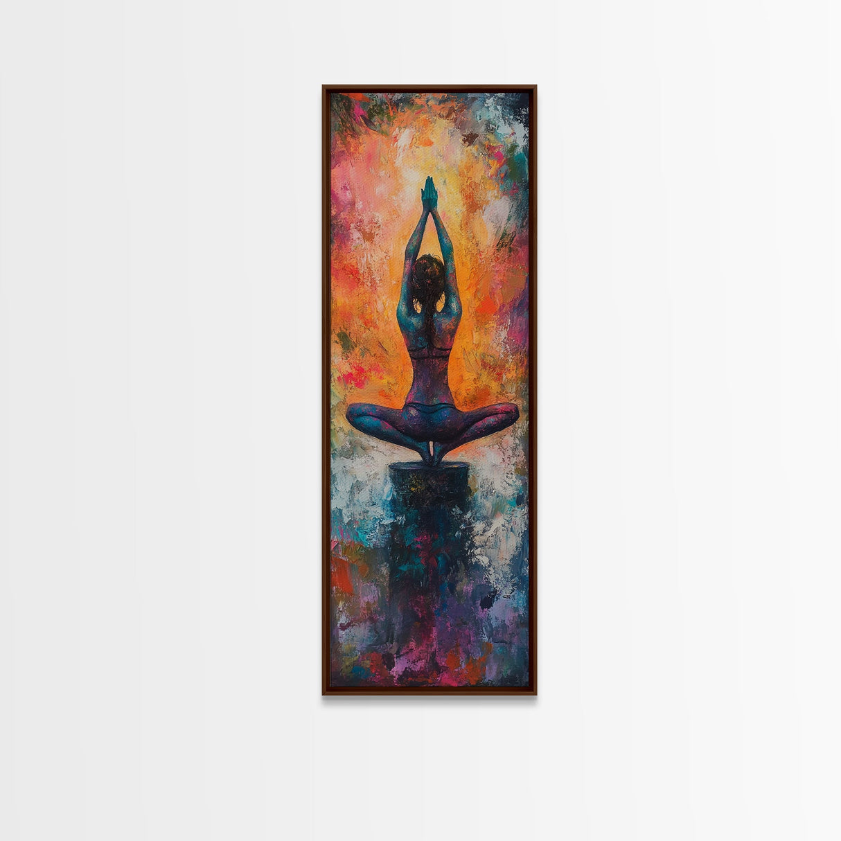 Yoga Art Framed Canvas Print Meditation Decor Zen Wall Art Vibrant Painting Vertical Art for Bedroom or Yoga Room