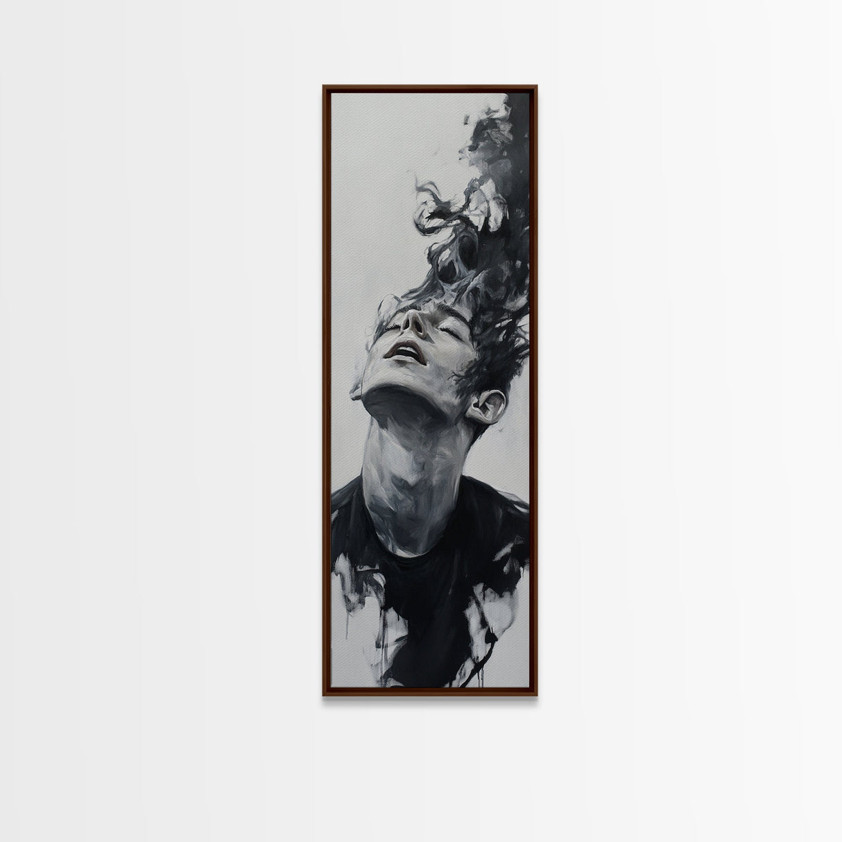 Dark Smoke Wall Art Framed Canvas Print Gothic Fantasy Decor Moody Painting Vertical Art Gift Idea Gothic Art Print