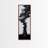 Smoke Abstract Art Canvas Print Black White Contemporary Modern Home Decor Moody Wall Art Vertical Long Narrow Artwork