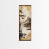 Tranquil Mountain Landscape Canvas Print Rustic Wall Art Serene Minimalist Decor Asian-Inspired Nature Artwork Zen Framed Piece