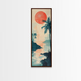 Tropical Sunset Coastal Landscape Framed Canvas Print | Nautical Wall Art | Coastal Painting | Nautical Decor | Gift Idea Her | Vertical Art