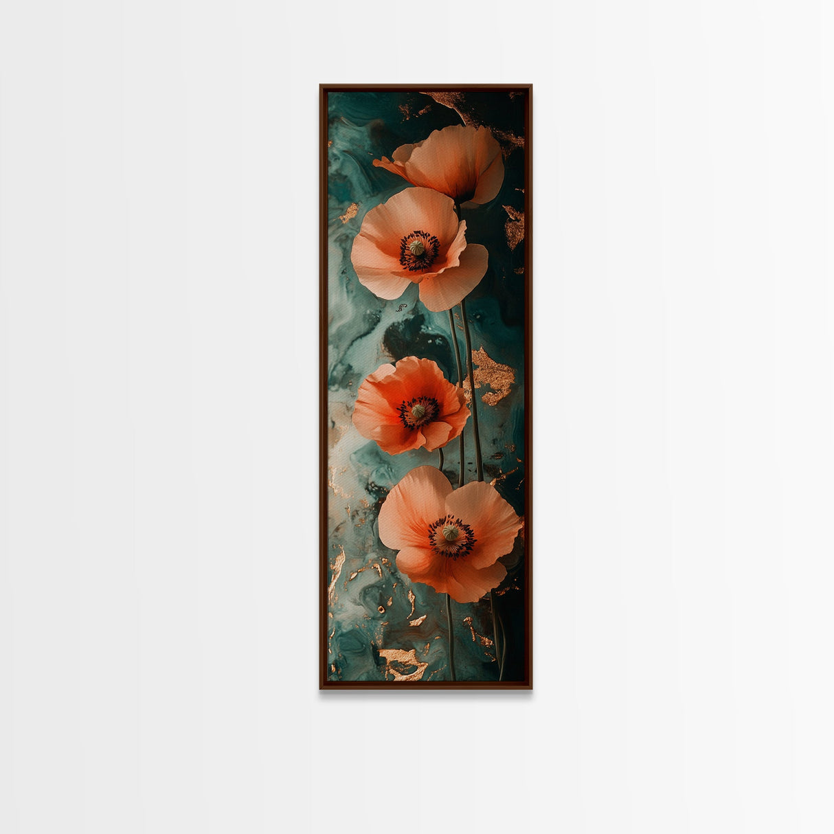 California Poppy Floral Framed Canvas Print | Wildflower Botanical Prints | Rustic Wall Art | Vertical Wall Art | Gift Idea Her