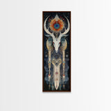Dreamcatcher Deer Canvas Print Featuring Boho Sacred Geometry Art, Native Inspired Dark Angels Wall Art Ideal For Gift Idea