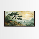 Mountain Landscape Pine Tree Canvas Print Nature Art Zen Wall Art Rustic Decor Horizontal Artwork Bedroom Above Couch Wall Art
