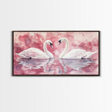 Elegant Swan Painting Framed Canvas Print Featuring Swan Painting and Moody Art Pink Wall Art Bedroom Wall Art Romantic Living Decor