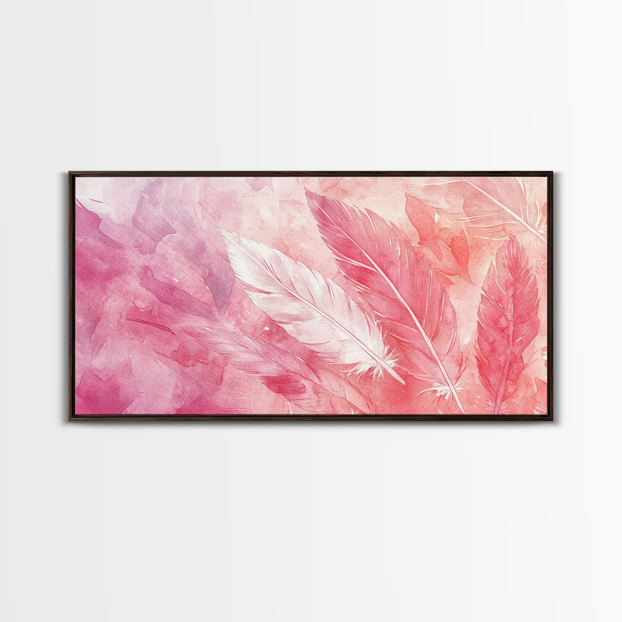 Light Feather Abstract Canvas Print, Pink and Peach Minimalist Art, Cozy Home Wall Decor, Soft Whimsical Style Living Room Artwork