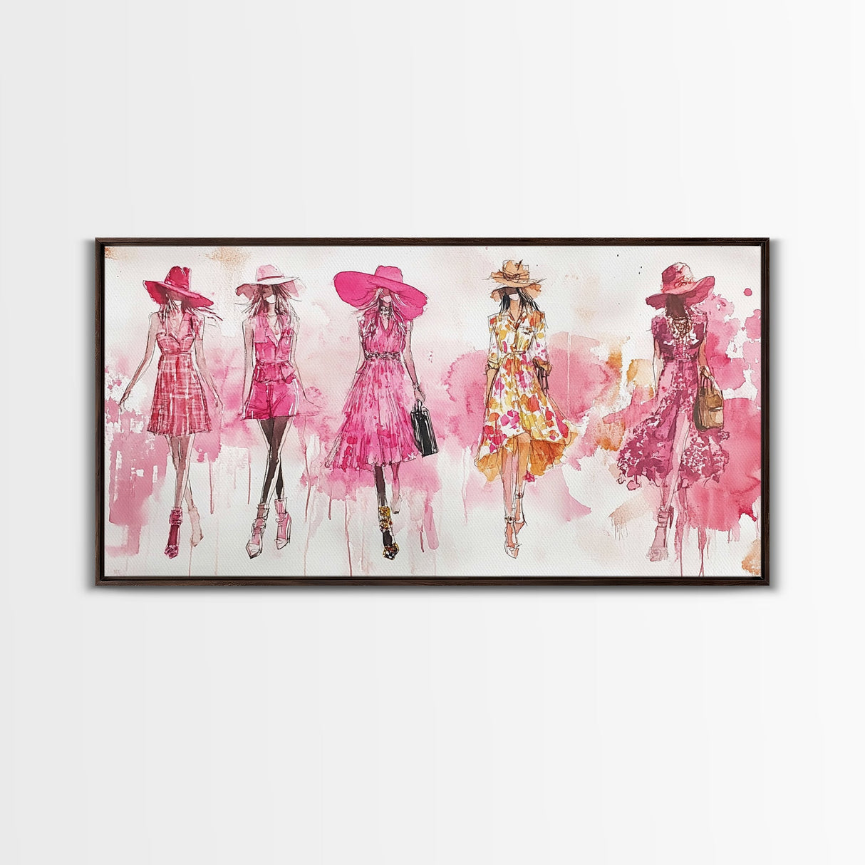 Fashion Sketch Canvas Print Pink Wall Art Whimsical Decor Fashionista Gift Idea Artistic Living Room Accent Modern Feminine Aesthetic