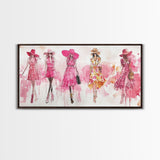 Fashion Sketch Canvas Print Pink Wall Art Whimsical Decor Fashionista Gift Idea Artistic Living Room Accent Modern Feminine Aesthetic