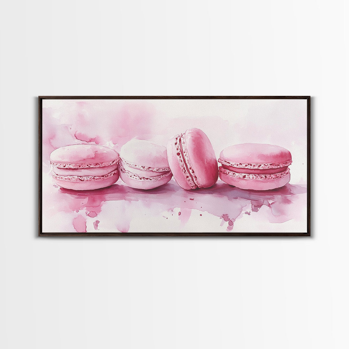 French Macaron Canvas Print | Pink Kitchen Wall Art | Food Inspired Artwork | Framed Pastel Dessert Art | Unique Dining Room Decor