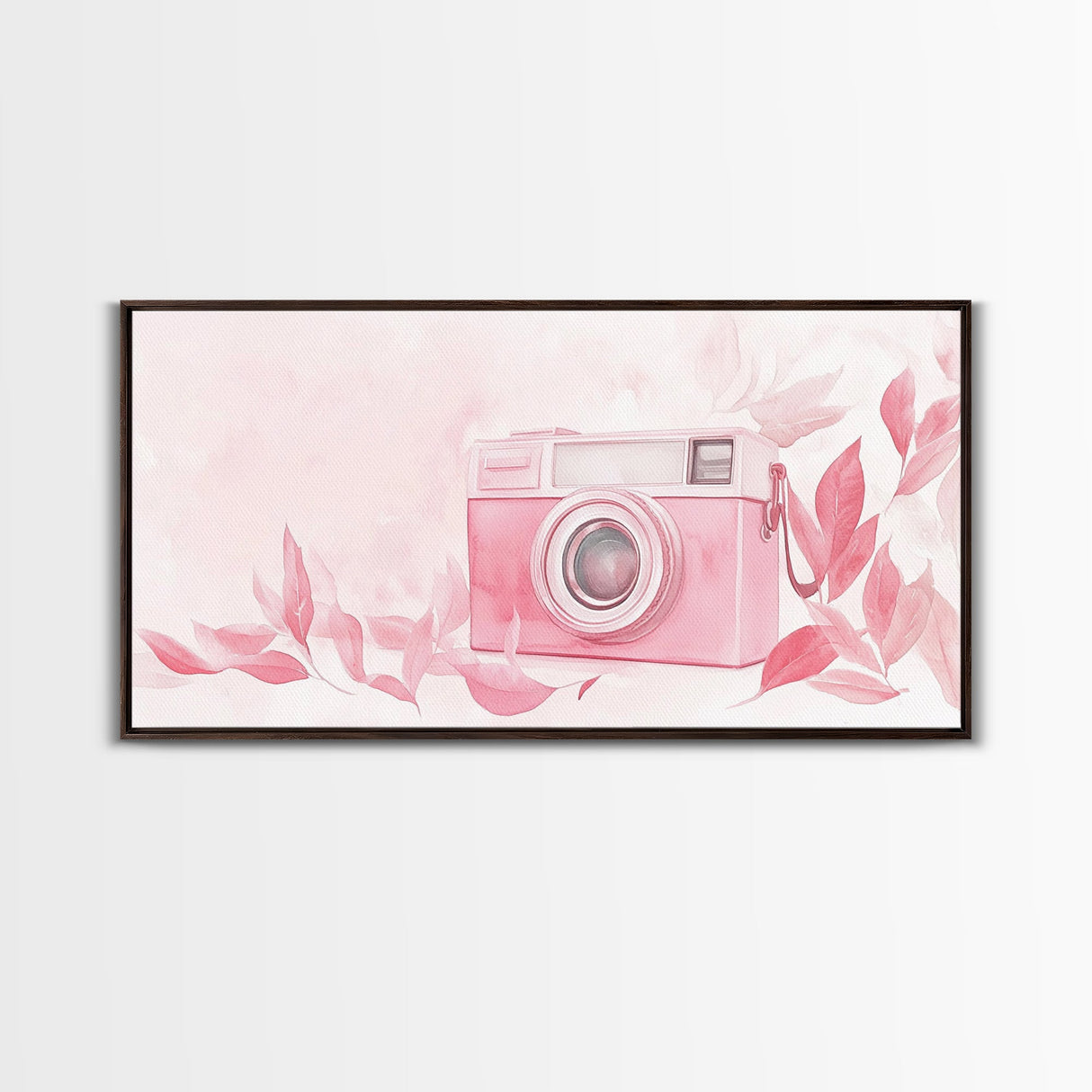 Retro Pink Camera Canvas Print | Whimsical Photography Wall Art | Light Pink Modern Decor | Unique Living Room Artwork | Gift Idea